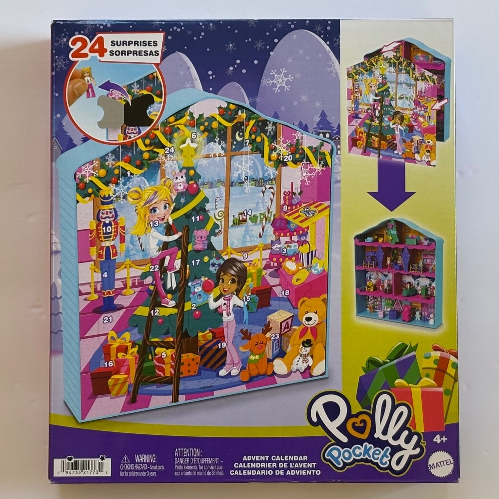 Mattel POLLY POCKET Christmas Advent Calendar Mini Doll / House 24 Surprises NEW